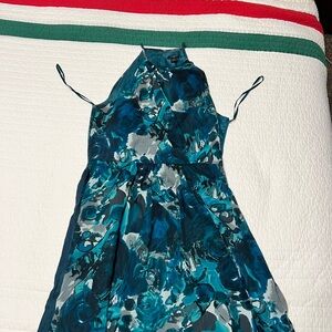 Ann Taylor Blue Floral Midi Dress